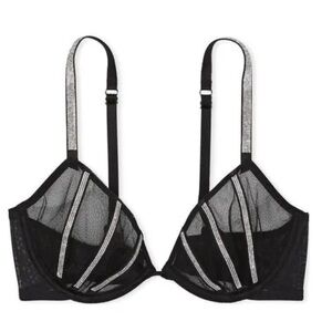 Victoria’s secret very sexy Low cut demi Elegant Black Sheer Bra size 38 D NWOT